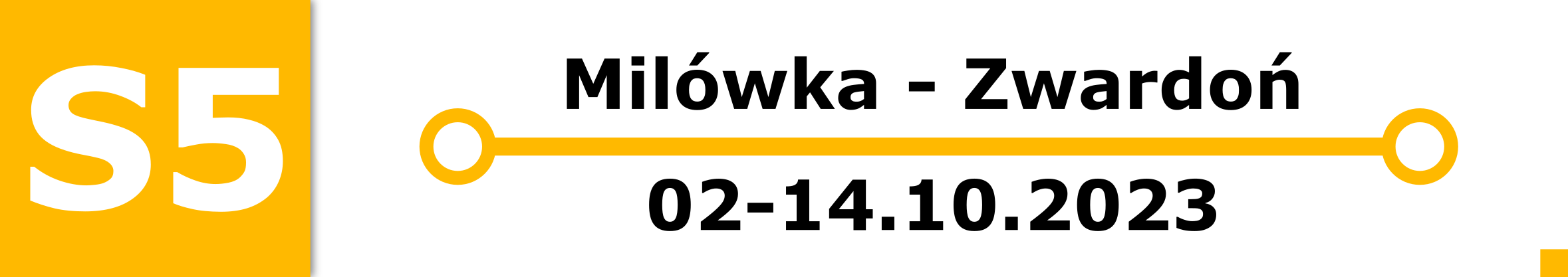 Linia S5. Zastępcza komunikacja autobusowa na odcinku Milówka - Zwardoń w terminie od 2 do 14 października 2023 roku.