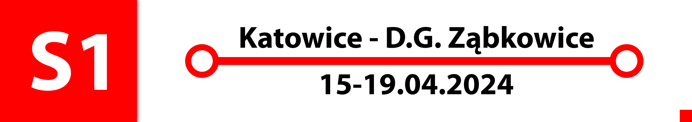Linia S1. Zastępcza komunikacja autobusowa na odcinku Katowice - Dąbrowa Górnicza Ząbkowice w terminie 15-19 kwietnia 2024 roku.